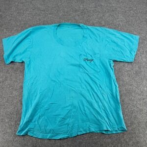 Vintage Forenza Turquoise Blue Pocket T-Shirt Single Stitch Mens Medium 191